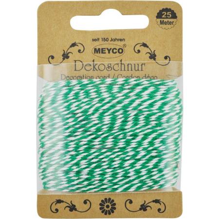 Meyco Decoratie Touw Groen-Wit Ø2mm x 25m|Bakkerstouw|Katoenkoord